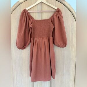 Billabong Terracotta Linen Off The Shoulder MIDI Dress Size L